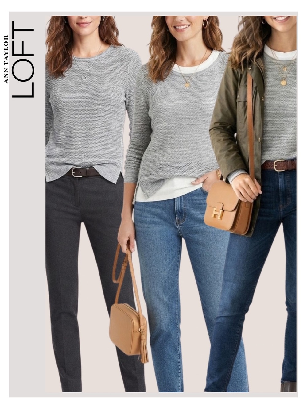 Pullover • NWOT
LOFT • Marled Gray Open Knit Pullover Sweater with Side Zippers